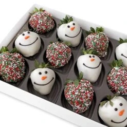 Festive Snowman Belgian Chocolate Covered Strawberries -Grocery Store 5th avenue case festive snowman belgian chocolate covered strawberries 34537482780872